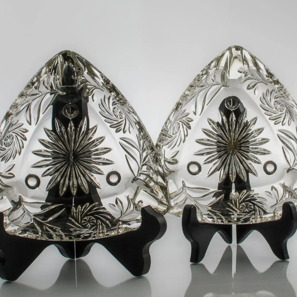 Pair of Mid-Century Modern Pressed Glass Footed Ashtrays - Picture 1 of 7